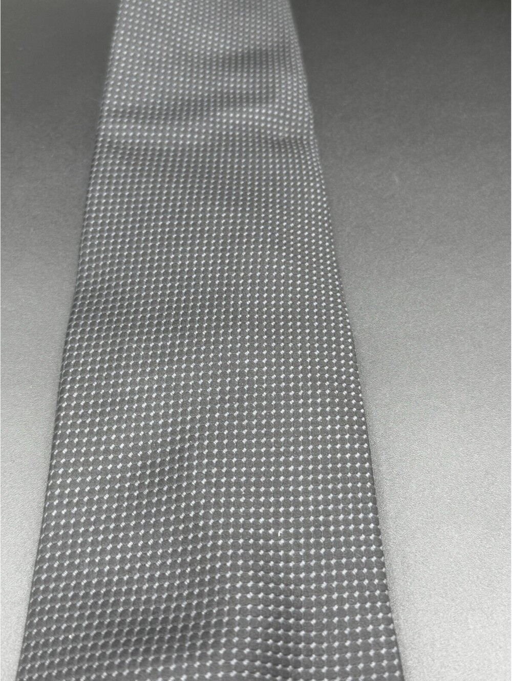 Beau Brummel Soho Silk Tie Black Silver Micro Dot Handmade 58” x 3.5”